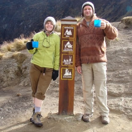 Leslie and I hiking the Inca Trail in Peru